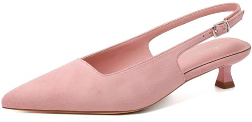 Mostrin Kitten Heels for Women Pointed Closed Toe Heels Low Pumps Shoes for Party Work Office