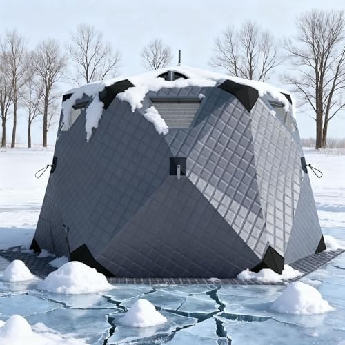 PixCy Outdoor Sauna Tent Room, Tragbares Shanty-Eishaus Zum Eisangeln Für 4–6 Personen, Portable Square Hiking Insulated Camping Cube Winter Hot Tent, Grau