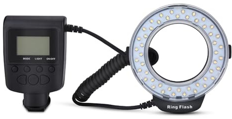 Akozon Tragbarer LED-Ringblitz, Batteriebetriebenes Fülllicht mit Farbfiltern und Adaptern für Fotografie, Kompatibles DSLR-Kamera-Zubehör