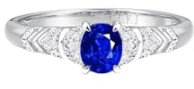 Goldring 585 Echtgold, Verlobungsring Frau Blau Saphir 0.4 Karat Silber Hochzeitsringe 14 Karat Weißgold mit Diamant Größe 49 (15.6)