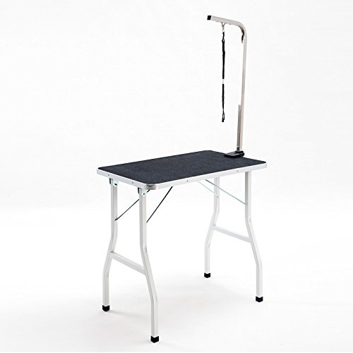 Haustierpflegetisch Höhenverstellbar Faltbar - Mit Arm & Leine, Professioneller Trimmtisch Für Kleine-Mittelgroße Hunde, Klappbarer Grooming Tisch 90x60x76cm Schwarz