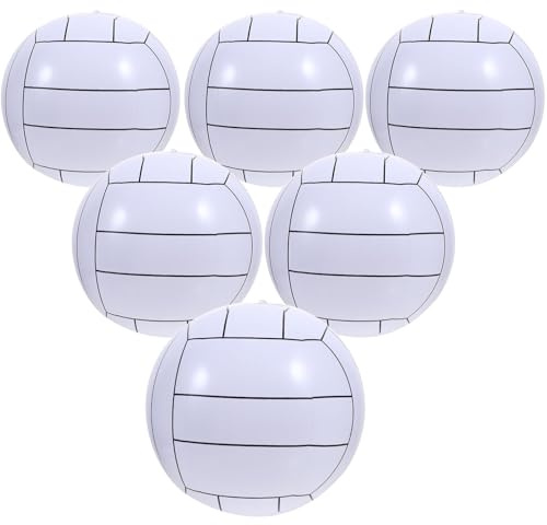 Ballons de Plage Gonflables en PVC, Lot de 5 set de set de, Blanc, Léger | Piscine et Plage, Pompe Manuelle Incluse, Design Sûr, Facile à Transporter, Jeux D’Eau