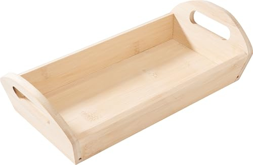 VBS Holzkorb Tablettschale Bambus 28x14x7,5 cm für DIY Gestaltung