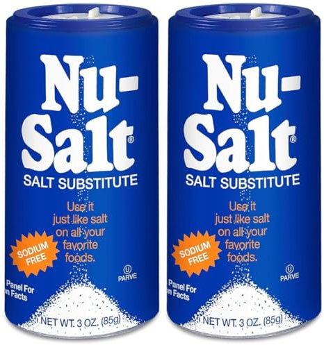Nu-Salt Sodium-Free Salt Substitute, Contains Potassium Chloride, Table Salt Alternative, Vegan, Good for Chips, Pretzels, French Fries, Popcorn Seasoning, 3oz Shaker Bottle (Pack of 2)