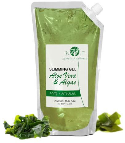 B.O.T Cosmetic & Wellness - 3in1 Aloe Vera & Meeresalgen-Gel | Schlankmachend, Reduzierend, Straffend | Hautpflege mit Proteinen | 100% Natürlich | Für Alle Hauttypen, 500g (1er Pack)