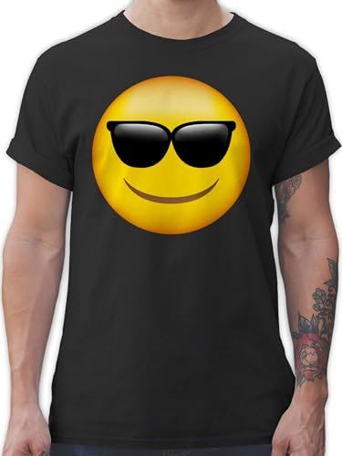 T-Shirt Herren - Manga & Comic Zubehör - Emoticon Sonnenbrille/Sommer Sonne - 3XL - Schwarz - Tshirt Smile Shirt Faschings Smiley, Funshirt Tshirts Funshirts Shirts Maenner für männer t-Shirts