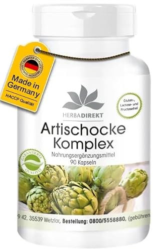 Carciofo capsule - Integratore in polvere - Con ortica e ginepro - VEGAN - 90 capsule | HERBADIREKT by Warnke Vitalstoffe - Qualità da farmacia tedesca