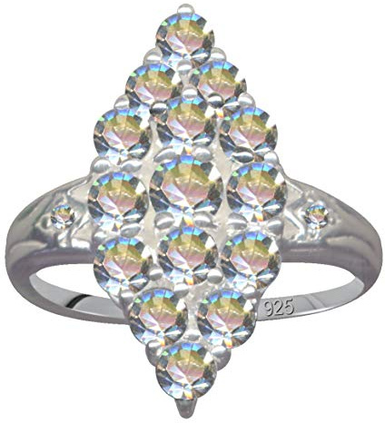 Marquis Navette Fingerring Echt Sterling Silber 925 Zirkonia Kristalle Liebe Glaube Hoffnung Emotion Symbol Motiv Stil Objekt weiss klar transparent