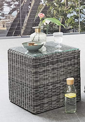 Beauty.Scouts Outdoor Collar Edition DEST Cubus, Beistelltisch Balera, Aluminium, Polyrattan, grau, 45x45x45 cm, Gartentisch, Garten, Gartenbeistelltisch, Balkonbeistelltisch