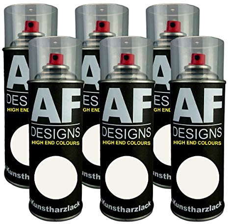 Alex Flittner Designs 6X Kunstharz Lackspray Weiss Autolack Buntlack Spraydose Kunstharz9010 REINWEISS seidenmatt