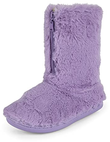 Polar Womens Memory Foam Zipper Faux Fur Covered Rubber Sole Indoor Outdoor Cosy Luxury Boot Slippers