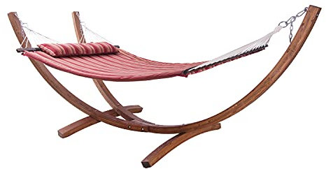 AXI Hawaï Hängematte für 2 Personen mit Gestell aus Holz | Outdoor Hängematten-Set mit Holzgestell & XXL Hängematte in Rot