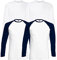 Fruit of the Loom 4 T Shirt Longsleeve Baseball T M L XL XXL Langarm (M, 2 Base WhiteNavy + 2LS Weiss + 1 HLKauf Notizblock)