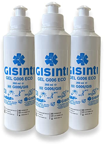 GISINTI Gel 260 ml Gel para ultrasonidos no irrita, fabricado en Italia, paquete de 3 unidades