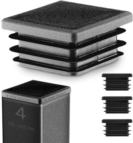 EMFA Bouchon Tube Carré 120x120 mm Noir – Embout à Lamelles en Plastique – Capuchon 12x12 cm – Lot de 4