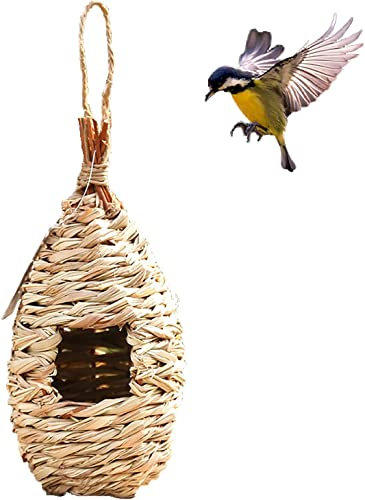 KOMUNJ 3 Stück Nistkästen für Vögel zum Aufhängen, Nisthöhlen für Vögel, Gras Hängendes Vögel Haus für Nisttasche,Handgewebt Kleine Vogel Nistkästen für Garten Dekoration