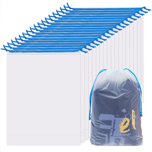 GUOKOFF 30 Stück Schuhbeutel mit Zugband, 40 x 30cm Schuhbeutel, Shoe Bag with Drawstring, Waterproof Drawstring Shoe Bag (Blau Drawstring)