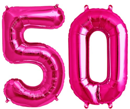 XXL Zahlen Folienballon 50 Zahl Pink Rosa Ballon Geburtstag Deko 50 Jahre 100cm Kindergeburtstag Jubiläum 50. Party Feier girl Dekoration (Zahl 50)