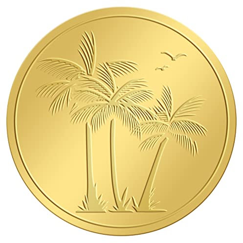 craspire 2,100 cm Umschlagsiegel Aufkleber Palme (2) Stück Geprägte Foliensiegel Selbstklebende Goldfolie Siegel Aufkleber Etikett Für Hochzeitseinladungen Umschläge Geschenkverpackung