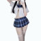 LureZone Japanische Schulmädchen-Uniform, sexy Anime-Cosplay-Bikini-Unterwäsche mit Mini-Hemd und Faltenrock (1007blau)