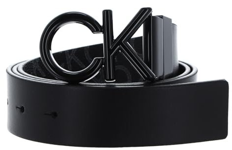 Calvin Klein Herren Gürtel Metal Bombe Mono zum Wenden, Schwarz (Ck Black Smooth/Classic Mono), 100 cm