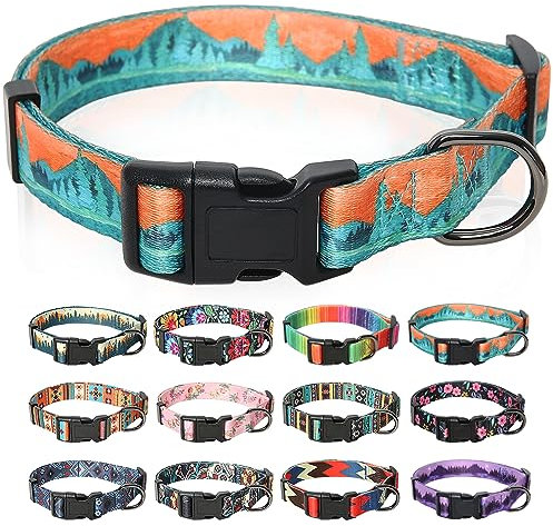 HEELE Hundehalsband, Hunde Halsband für Welpen Kleine Mittlere Große Hunde, Gemustertes Hundehalsbänder Verstellbares, Komfort, Robustem HundeHalsband, Wildnis, L