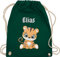 Turnbeutel Rucksack - Tiere - Süßer Tiger Tigers Wildkatze - Unisize - Dunkelgrün - wechselwäsche beutel kita personalisierter stoffbeutel kinder personalisierte geschenke motiv sportbeutel