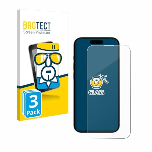 BROTECT 3 Stück Panzer Schutz Glas für Apple iPhone 15/15 Pro 9H Echtglas, Glas-Displayschutz
