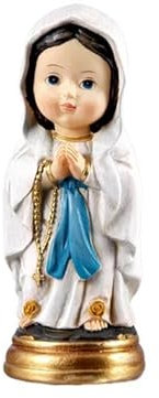 DRW Figura Virgen de Lourdes Infantil de Resina Pintada a Mano 4x4x8 cm
