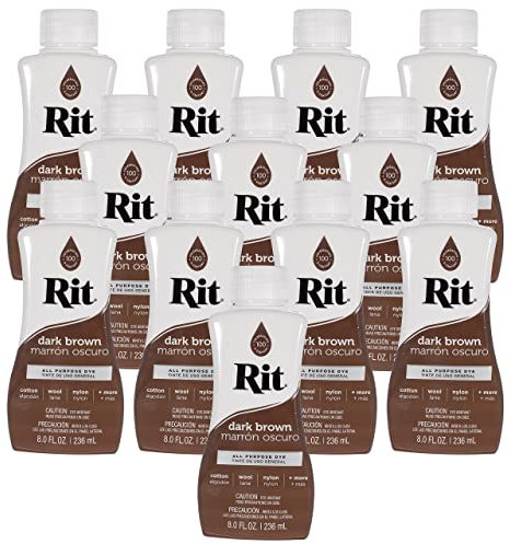 Rit Dye - Tinte líquido para telas de 8 onzas para ropa, decoración y manualidades, color marrón oscuro (paquete de 12)