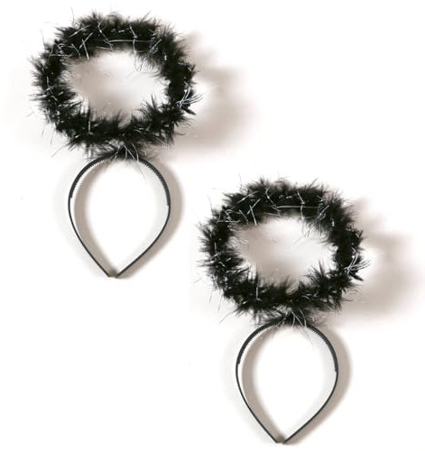 HNJUSR 2 STK Heiligenschein schwarz | Engel Haarreif Engelskostüm | Haarschmuck Accessoire zu Halloween, Fastnacht, Karneval und Fasching | Kopfschmuck für Damen & Herren