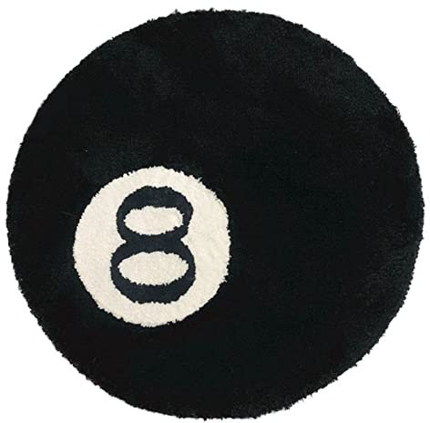 Billard-Teppich in Schwarz Mit 8 Kugeln, Weich, Waschbar, Rutschfest, Für Den Innenbereich, Beflockt, Dekorativer Teppich Für Wohnzimmerdekoration, Raumdekoration, Schlafzimmerteppich(60*60cm)