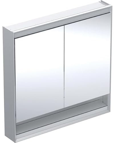 Keramag Geberit ONE Spiegelschrank mit ComfortLight, 2 Türen, Aufputzmontage, mit Nische, 90x90x15cm, 505.833.00.; Farbe: Aluminium eloxiert