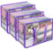 Vieshful 3 Pack Clear Storage Bags 40L Clothes Storage Bags with Zips Underbed Storage for Clothes, Duvet, Blankets, Toys Plastic Moving Bags Purple