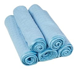Kavalier Crystal Clear Shine Set De Serviettes en Microfibre - Nettoyage sans Trace pour Le Verre Et Autres - 390 GSM - 41X41 Cm - Pack De 5 Unités - Bleu
