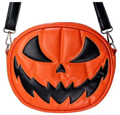 Horror-Shop Orange-Schwarze Jack O'Lantern Kürbis Handtasche
