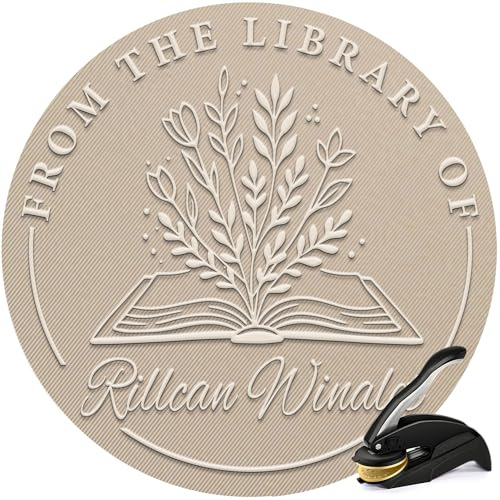 Buchpräger Personalisiert | Book Embosser Personalisiert | Self Inking | 100+ Designs, Ex Libris Prägestempel, Buchpräger Personalisiert, 2 Stempelartens Wählbar, Klarer Abdruck