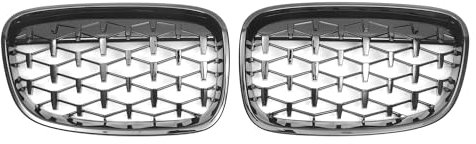 X AUTOHAUX Front Hood Bumper Kühlergrill für BMW 1er Serie F20 11-14 Frontstoßstangen-Nierenkühlergrill Diamantstern Glänzend Schwarz 1 Paar