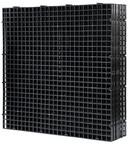 LINLAN 8 Stück 30x30cm Kunststoffgitter-Aquarium, Aquarium-Trennwand, Aquariumteiler für Bodenschutz und Aquascaping-Unterstützung (Schwarz-ohne Zubehör)