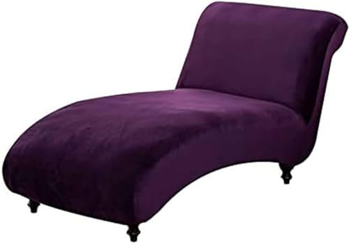 Samt-Chaiselongue-Bezug, für den Innenbereich, ohne Armlehnen, waschbar, Stretch, weich, ohne Armlehnen, für Chaiselongue, Chaiselongue-Stuhlhussen (lila,