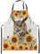 Eule Schürzen Bunte Rustikale Sonnenblume Schürze Cartoon Aquarell Eule Kochschürze Wilde Blumen Floral Chef Schürze Wilde Tier Küche Schürze 78x66 (LxW)