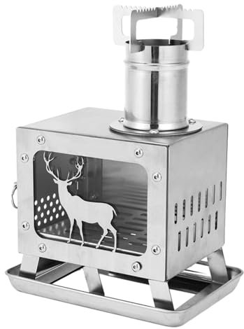 Quemador de leña para barbacoa de picnic - Calentador de leña para camping, calentador de leña para picnic y senderismo | Estufa portátil para mochilero con tubo de chimenea, estufa de leña resistente
