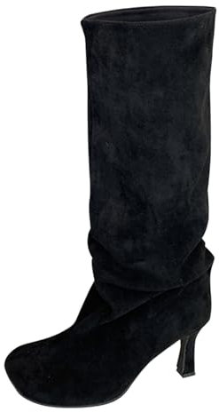 Generico Stivali Alti Donna con Tacco Texani Invernali Stivaletto da Cowboy Cowgirl Stivali Texani Camperos Scarponcini Tacco Medio Stivali Donna Indianini Stivaletti Equitazione Cerniera Tronchetti