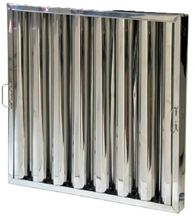 Filtro Campana Extractora Industrial De Acero Inoxidable – Filtros Extractor Cocina Duraderos Y Resistentes, Diseño Con Deflectores Inclinados Para Atrapar Grasa, Dimensiones 490 X 490 X 50 mm