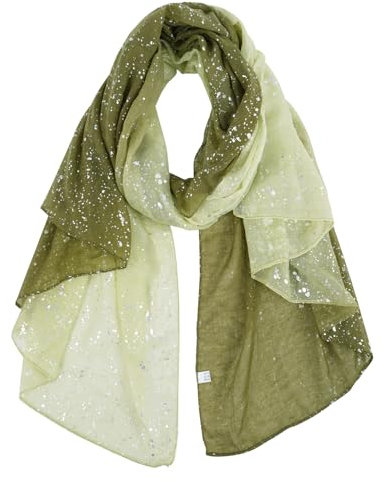 DAMILY Femmes Foulards en Coton Écharpes Longue Imprimé à paillettes Wraps Châle Mode Hijab Grand (Vert)