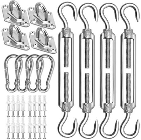 Muuoeou 6Inch Stainless Steel Hardware Kit for Rectangle and Triangle Sun Shade Sail Install