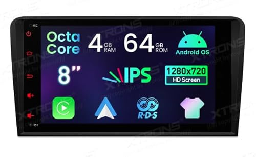 Radio GPS para Audi A3 Android 14 4 GB + 64 Carplay Auto WiFi 4G XTRONS ID80A3AL