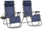 Yaheetech 26 Zero Gravity Recliners Outdoor Adjustable Folding Reclining Lounge Chairs w/Pillows, Cup Holder Trays and Carry Strap for Patio Backyard Beach Navy Blue Set of 2