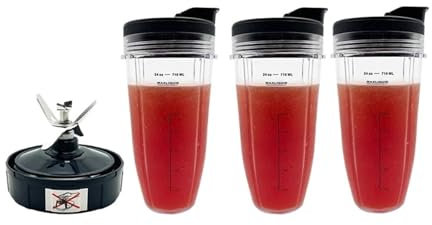 24Oz Blender Cup with Lid，Compatible for Ninja Auto IQ Pro BL480 BL482 BL642 BL682 BL450 BN401 BN751 BN801 Foodi SS351