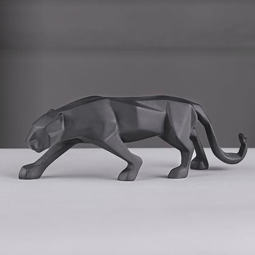 Artarium Moderne Kunst, geometrische Jaguar-Figur, Statue, schwarze Farbe, Größe (L x B x H): 22,9 x 5,9 x 8,9 cm